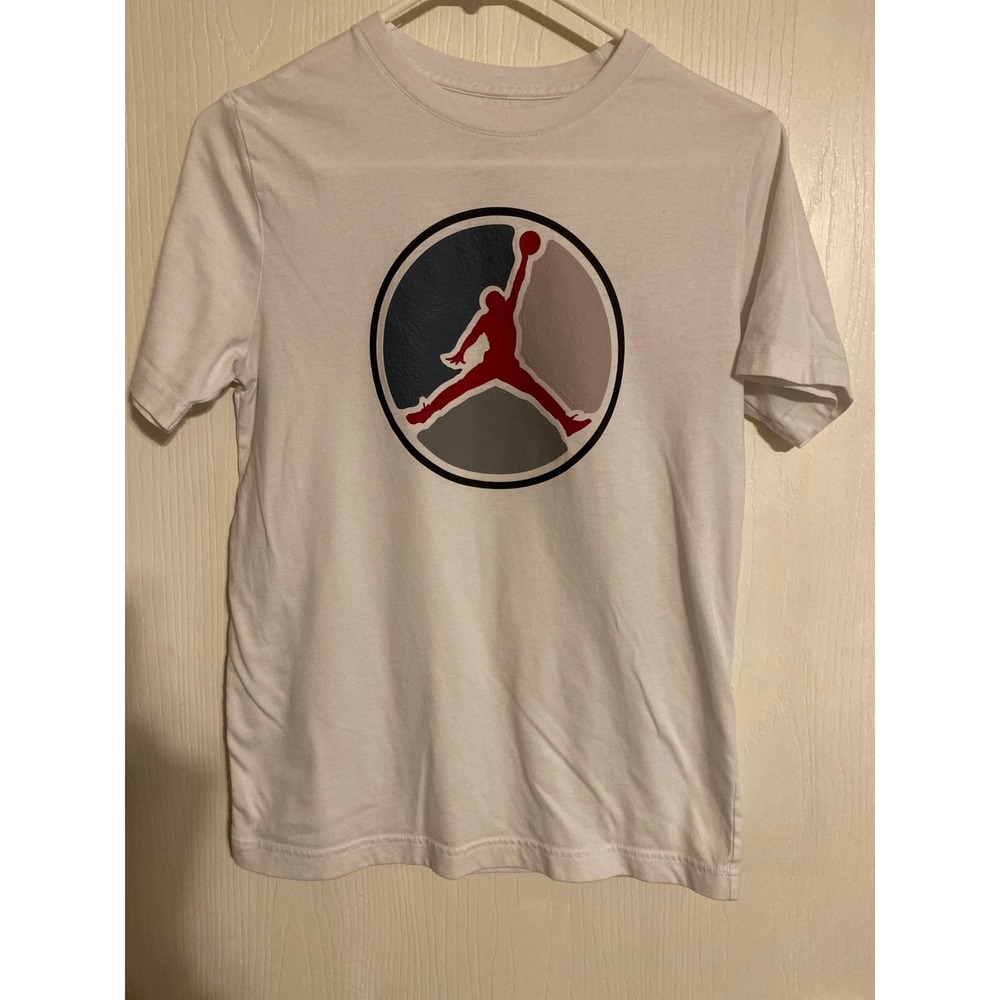 Jordan Boys White Jumpman Logo Graphic T-Shirt Size Large 12-13 Yrs 0648